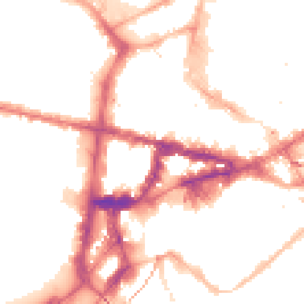 Night-time road noise heatmap for NE1 5BW