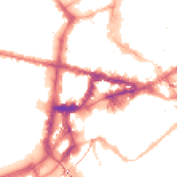 Night-time road noise heatmap for NE1 5BY