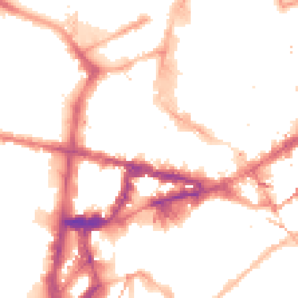 Night-time road noise heatmap for NE1 5PZ