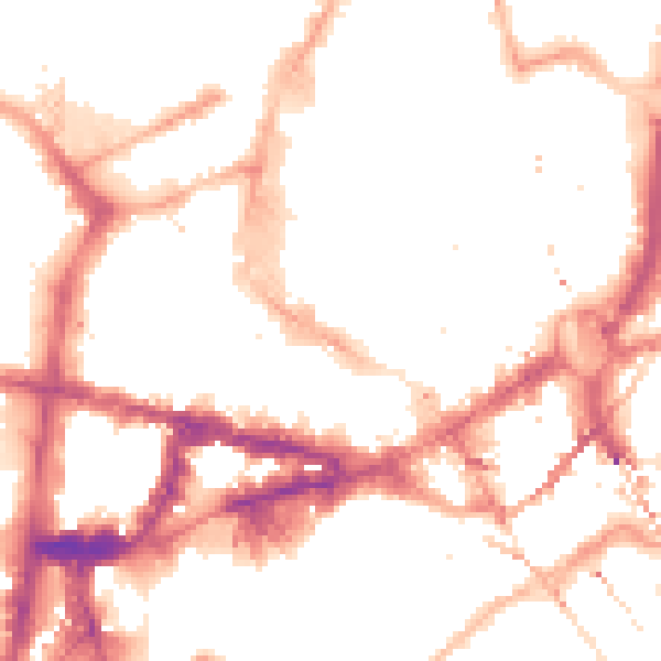 Night-time road noise heatmap for NE1 5RG
