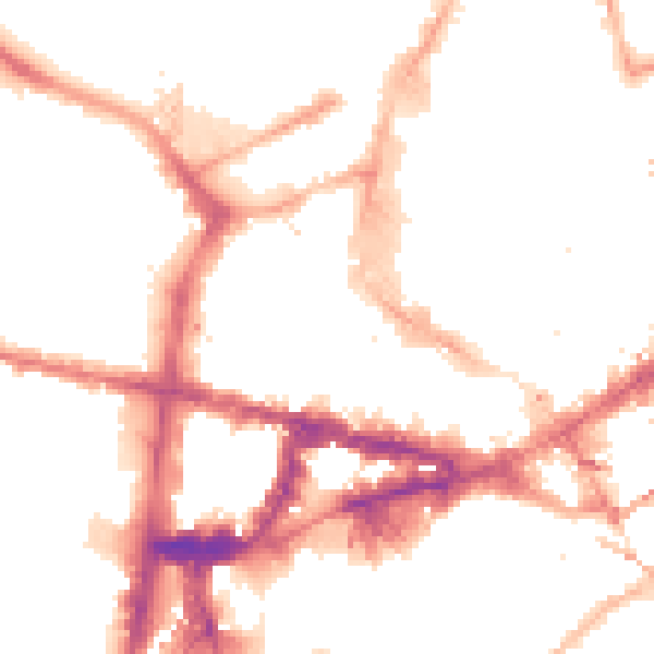 Night-time road noise heatmap for NE1 5UG