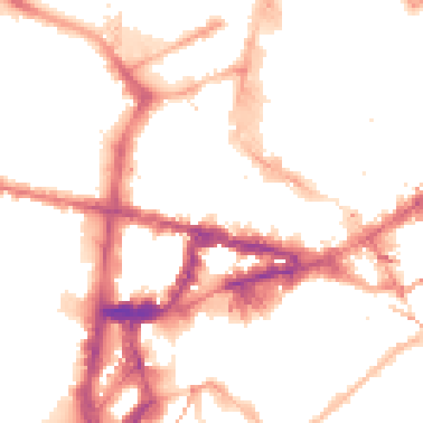 Night-time road noise heatmap for NE1 5XN