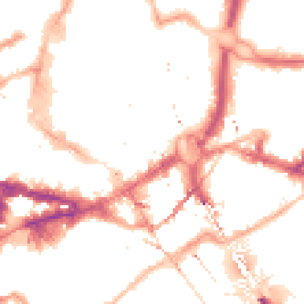 Night-time road noise heatmap for NE1 6AE