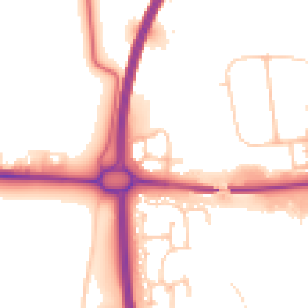 Daytime road noise heatmap for NE12 5AS