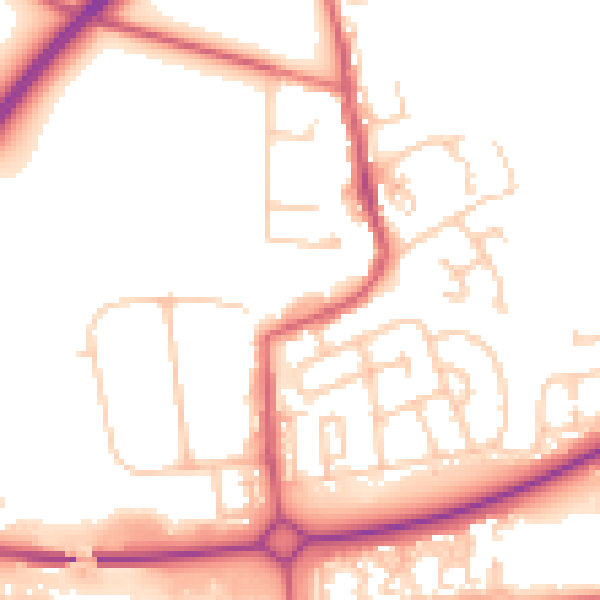 Daytime road noise heatmap for NE12 5UU