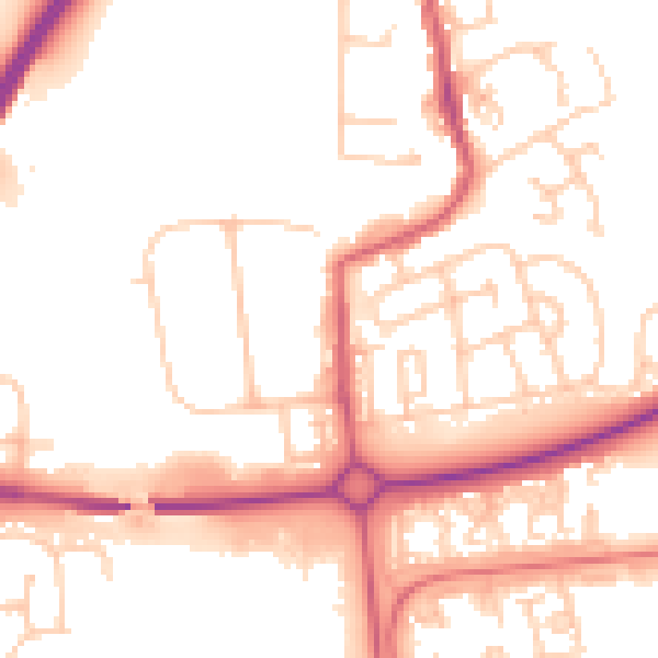 Daytime road noise heatmap for NE12 5UX