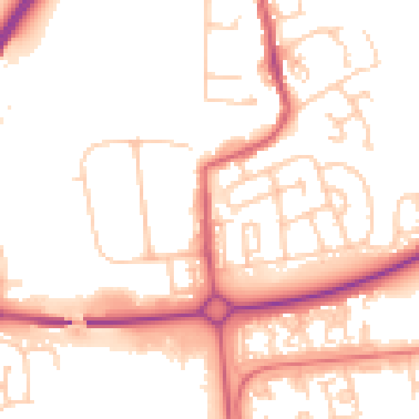 Daytime road noise heatmap for NE12 5UY