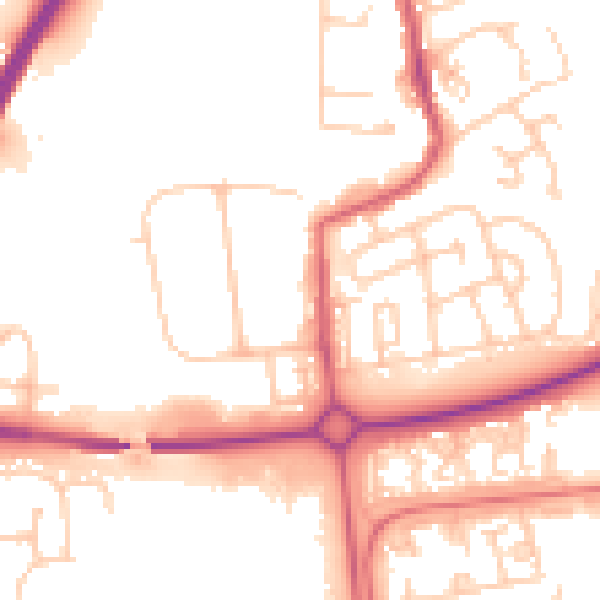 Daytime road noise heatmap for NE12 5UZ