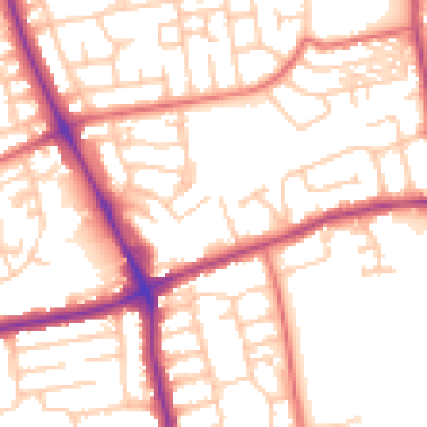 Daytime road noise heatmap for NE12 8AB