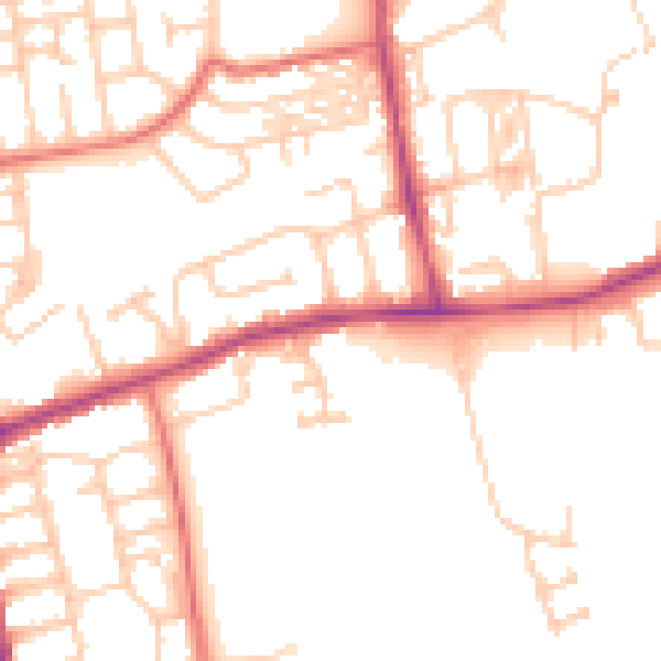 Daytime road noise heatmap for NE12 8BZ