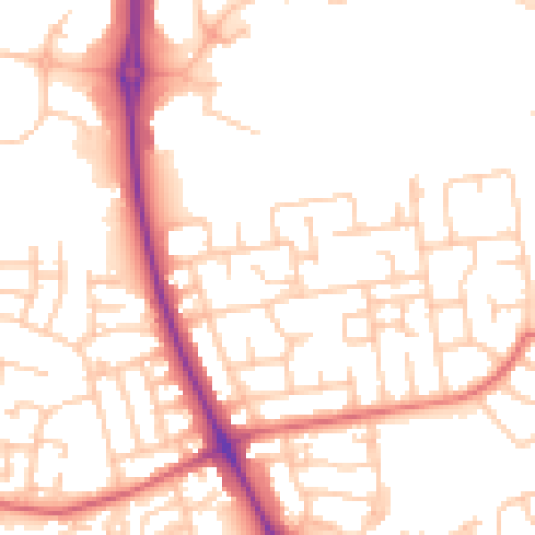 Daytime road noise heatmap for NE12 8DU
