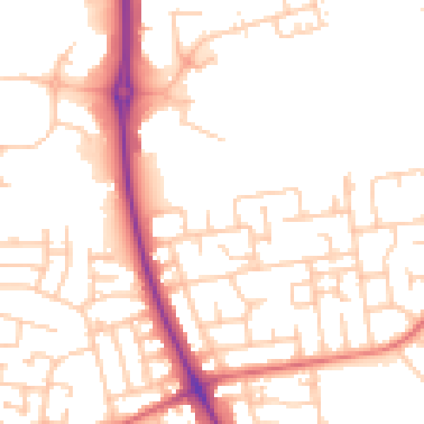 Daytime road noise heatmap for NE12 8EL
