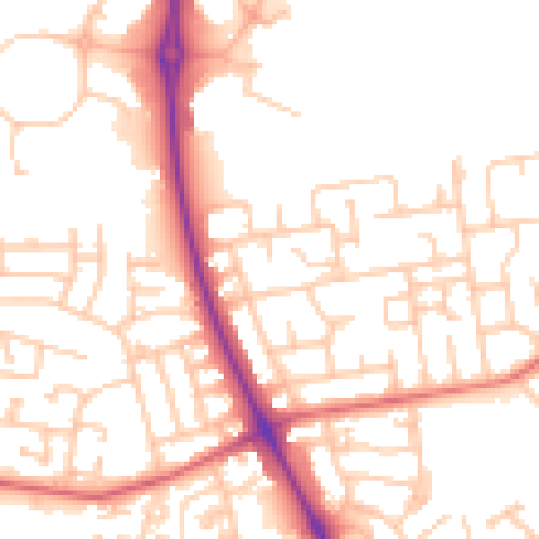 Daytime road noise heatmap for NE12 8EN