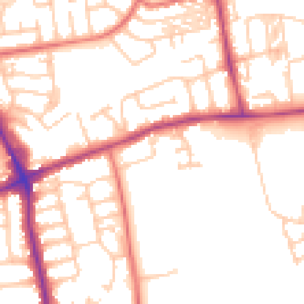 Daytime road noise heatmap for NE12 8FE
