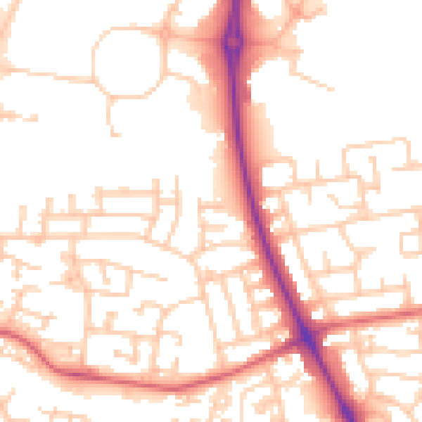 Daytime road noise heatmap for NE12 8NF