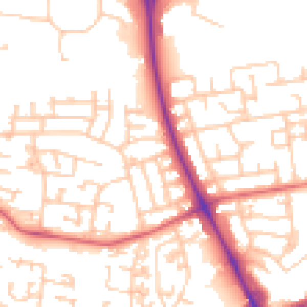 Daytime road noise heatmap for NE12 8NL