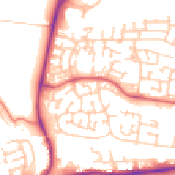 Daytime road noise heatmap for NE12 8WD