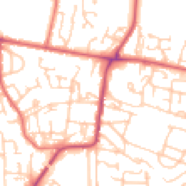 Daytime road noise heatmap for NE12 9JB