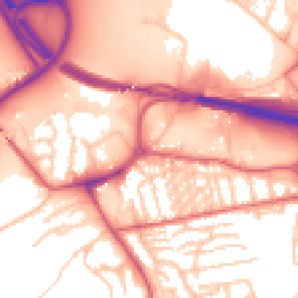 Daytime road noise heatmap for NE16 3AL