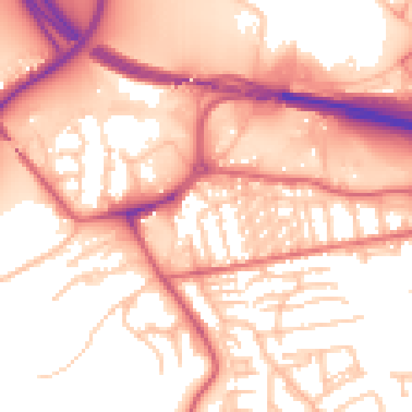 Daytime road noise heatmap for NE16 3DP