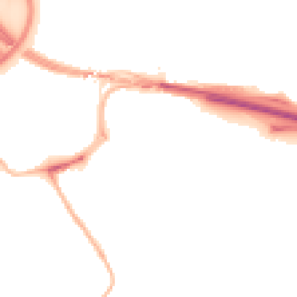 Night-time road noise heatmap for NE16 3DY