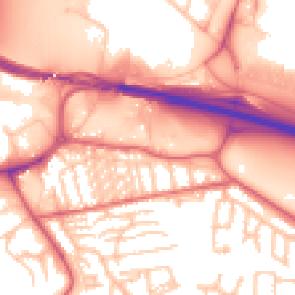 Daytime road noise heatmap for NE16 3DZ