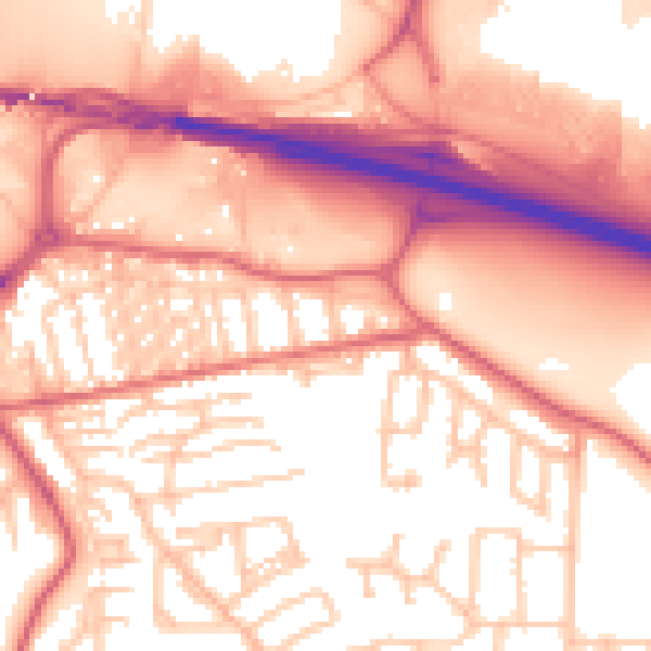 Daytime road noise heatmap for NE16 3EE