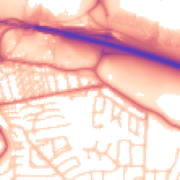 Daytime road noise heatmap for NE16 3ET