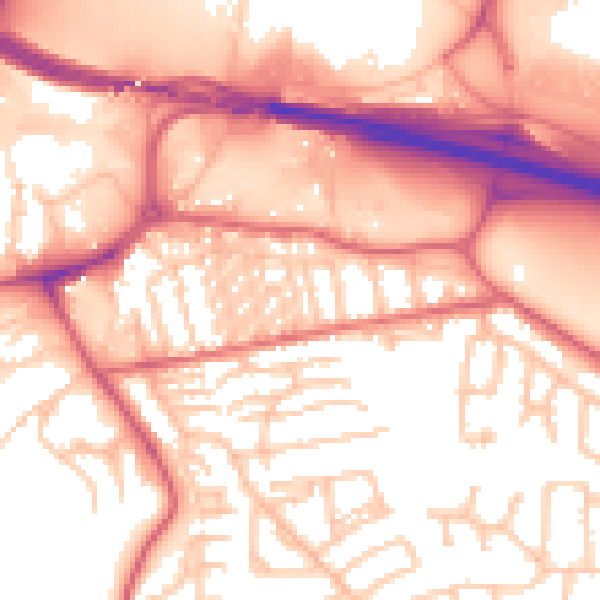 Daytime road noise heatmap for NE16 3EZ