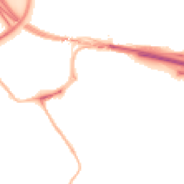 Night-time road noise heatmap for NE16 3HE