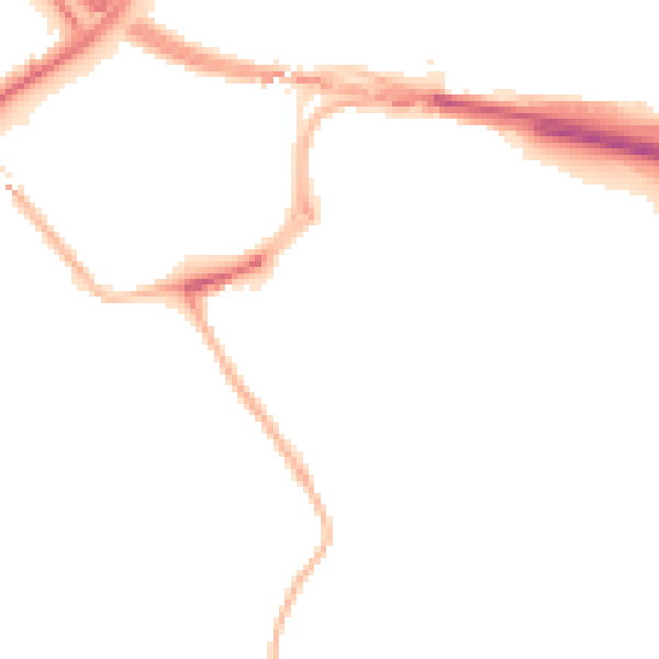 Night-time road noise heatmap for NE16 3HT