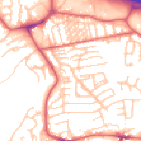 Daytime road noise heatmap for NE16 3JD
