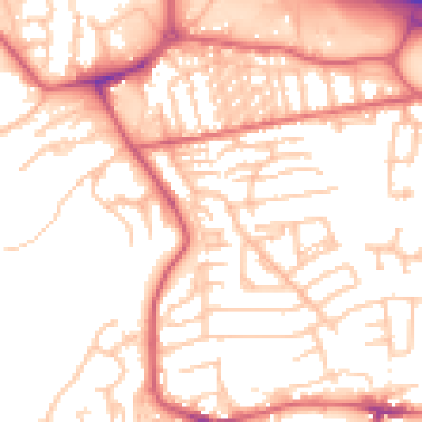 Daytime road noise heatmap for NE16 3JE
