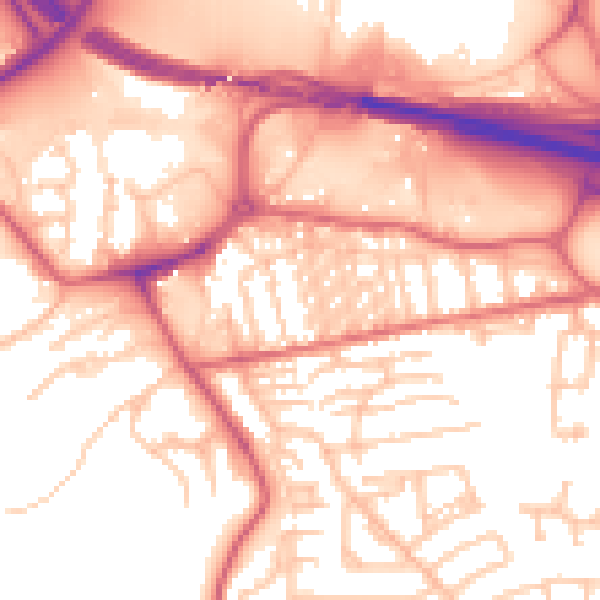 Daytime road noise heatmap for NE16 3JS