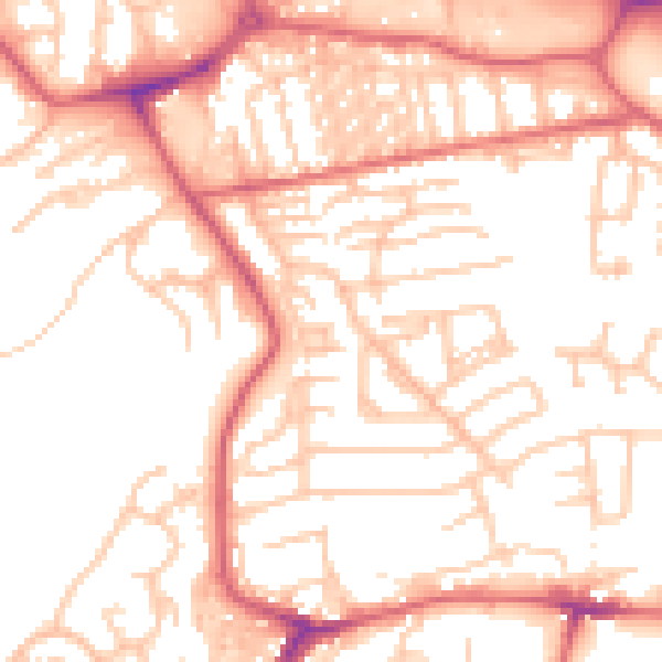 Daytime road noise heatmap for NE16 3JU