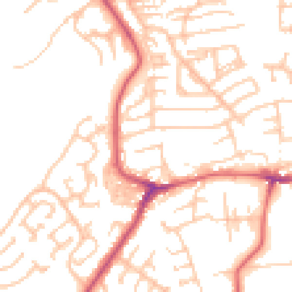 Daytime road noise heatmap for NE16 4AF