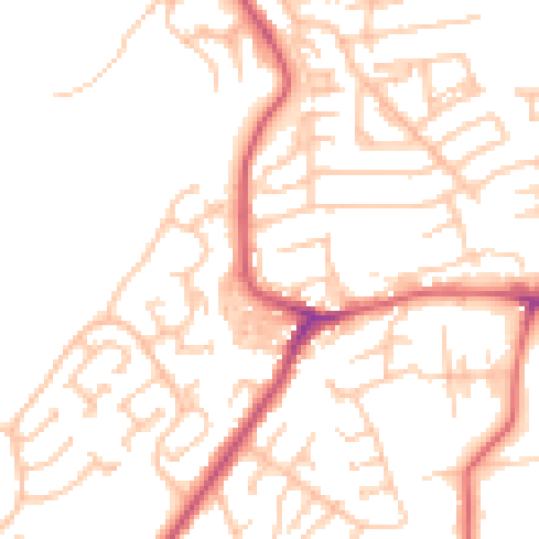 Daytime road noise heatmap for NE16 4AG