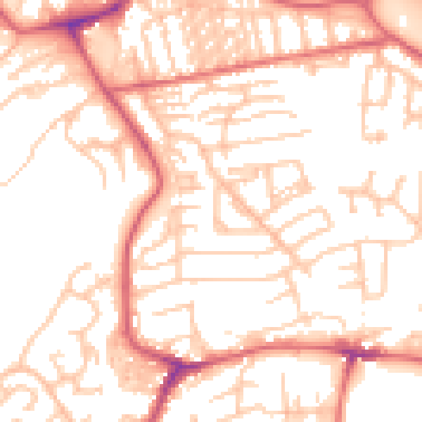 Daytime road noise heatmap for NE16 4BN