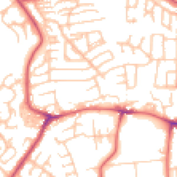 Daytime road noise heatmap for NE16 4BZ