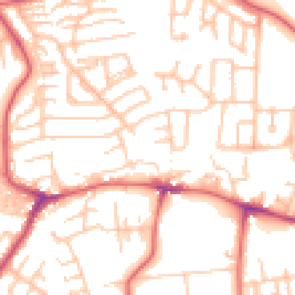 Daytime road noise heatmap for NE16 4DB