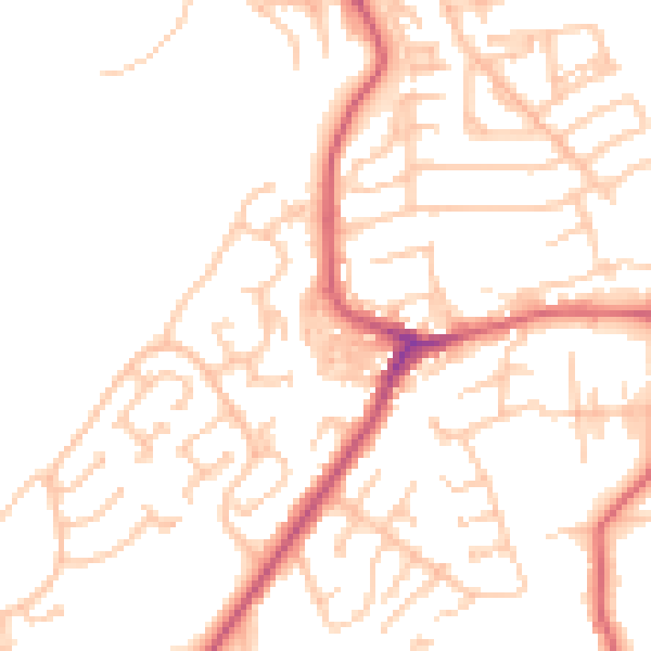 Daytime road noise heatmap for NE16 4DD