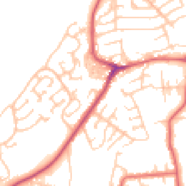 Daytime road noise heatmap for NE16 4JS