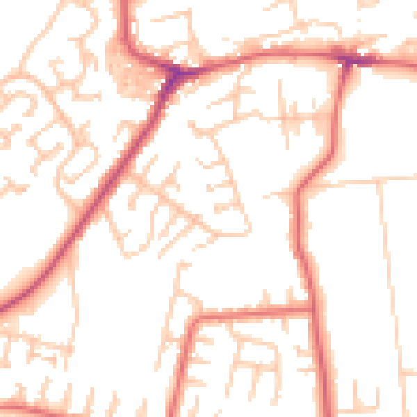 Daytime road noise heatmap for NE16 4LL