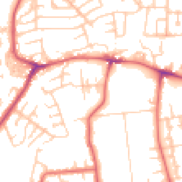 Daytime road noise heatmap for NE16 4NB