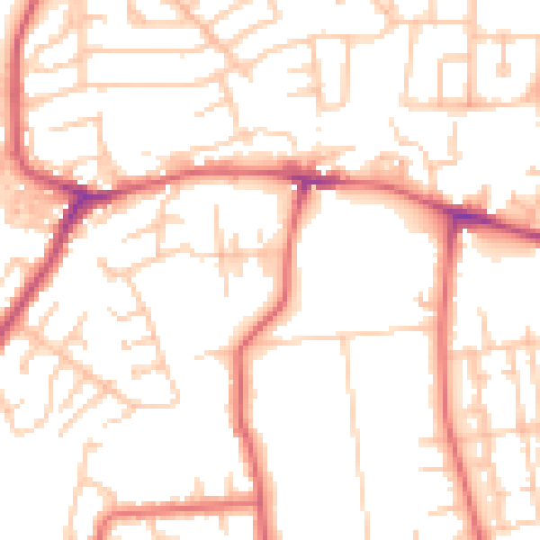 Daytime road noise heatmap for NE16 4NE