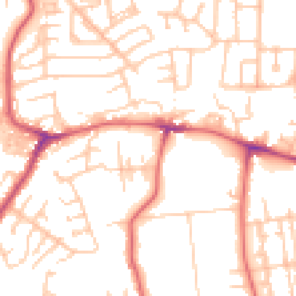 Daytime road noise heatmap for NE16 4NL