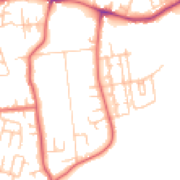 Daytime road noise heatmap for NE16 4QT