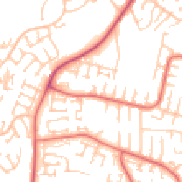 Daytime road noise heatmap for NE16 5BU