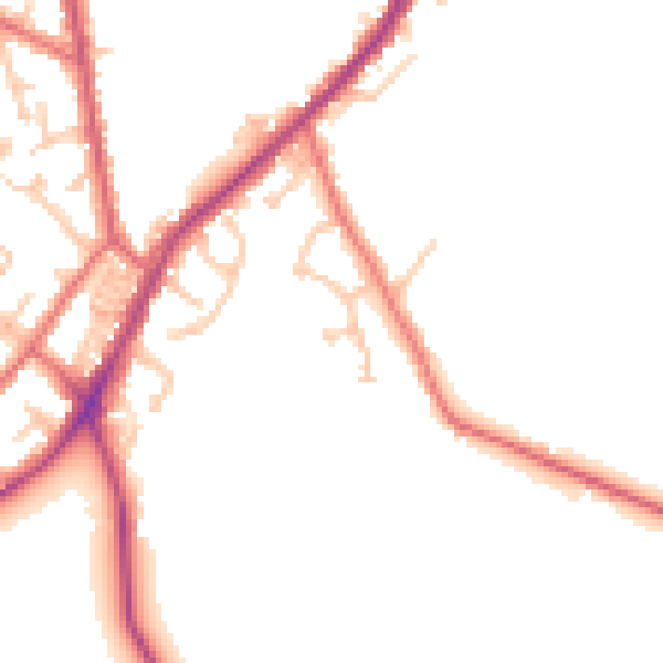 Daytime road noise heatmap for NE16 5DD