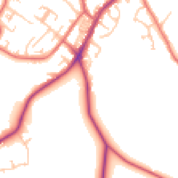 Daytime road noise heatmap for NE16 5EF